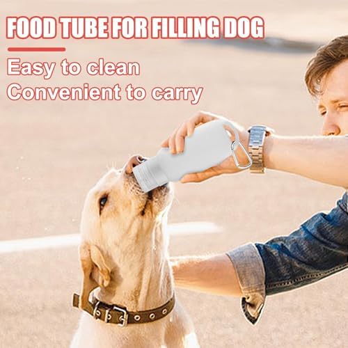 Refillable Silicone Travel Bottle for Dog 3oz (90ml) | Small Refillable Squeeze Bottles with Carabiner | Food-Safe Material