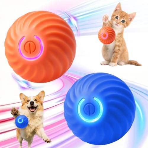 2Pcs Interactive Dog Ball Toys,Smart Small Medium Dog Toys to Keep Them Busy with 3 Cover, Automatic Rolling and Jumping Pet Balls Ball for Dogs,Pet Interactive Toy Balls.Not for Aggressive Chewers.