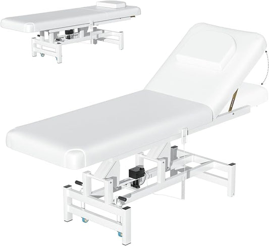 Electric Lift Professional Massage Table for Esthetician, Physical Therapy Table with Adjustable Backrest, PU Leather,for Treatment, Physical Therapy, Spa Facial Professional Massage, Tattoo(1500LBS)