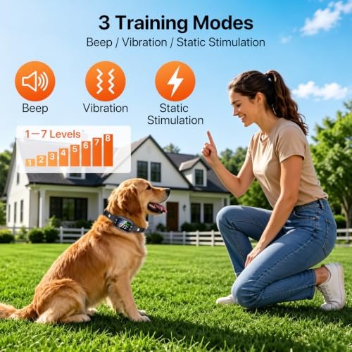 GPS Wireless Dog Fence System, Electric Fence for Dogs, 3 Training Modes | IPX7 Waterproof Training Collar, Adjustable Range, Run-Away Prevention, Yard Pet Containment for Small Medium Large Dogs