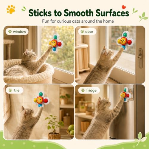 3Pcs Suction Cup Cat Toy, Window Perch Companion Interactive Play Toy for Indoor Cats, Can Firmly Adhere to Smooth Surfaces Glass Walls, Designed Specifically for Your Pet'S Daily Entertainment