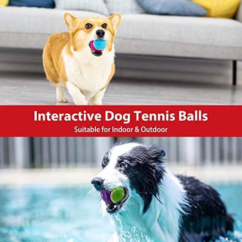 Gigwi Squeaky Dog Tennis Balls, 3 Pack Elastic Interactive Toy for Dogs