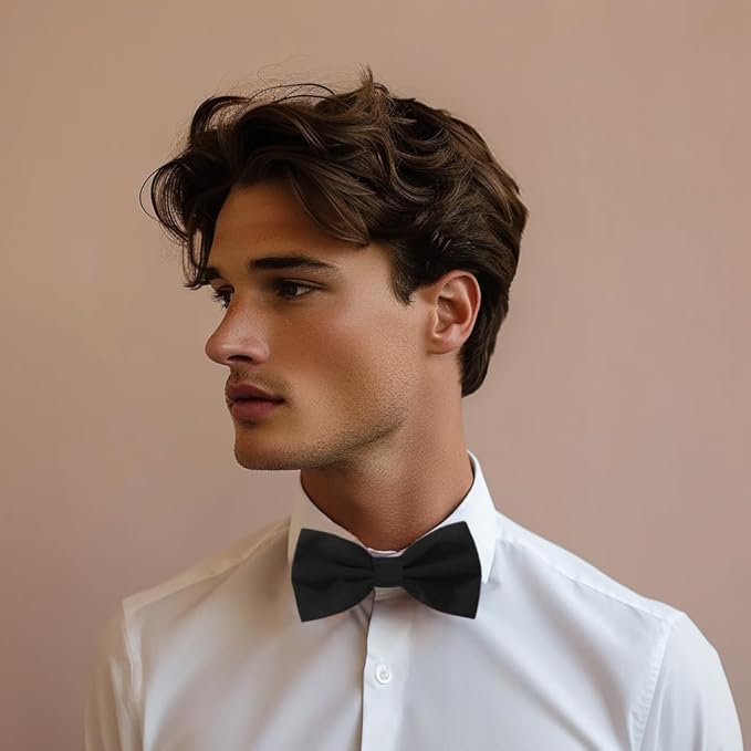 JEMYGINS Solid Color Pre-tied Bow Tie Adjustable Bowtie for Men