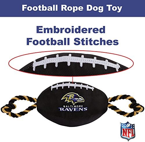 Pets First NFL Baltimore Ravens Football Dog Toy, Tough Quality Nylon Materials, Strong Pull Ropes, Inner Squeaker, NFL Team Color