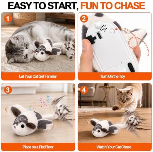 BABORUI Interactive Cat Toy Flying Mouse, Spotted Mouse