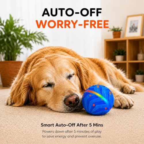 Smart Interactive Dog Ball, Automatic Rolling with LED Glow, E-TPU Dog Ball, Toy for Dog