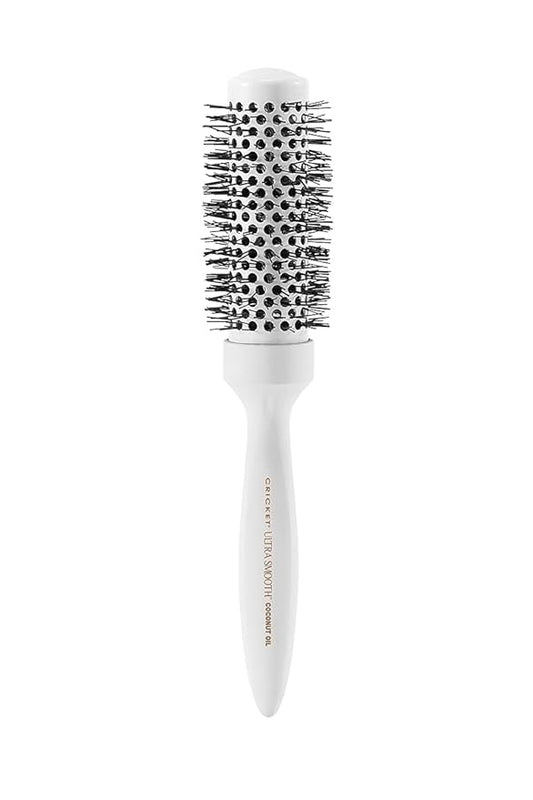 Cricket Ultra Smooth Coconut Thermal Hair Brush – 1.5” Ceramic Barrel, Coconut Oil and Keratin-Infused, Anti-Static Heat-Resistant Bristles, Textured Handle for Styling All Hair Types