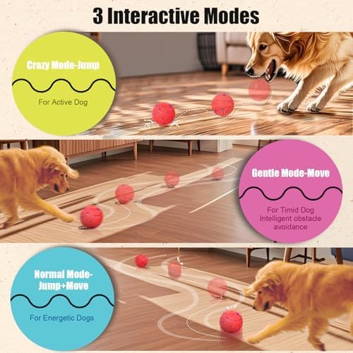 Interactive Dog Ball Toy, Smart Dog Toy for Medium and Large Dogs, Automatic Moving Rotating & Bouncing Ball, Durable E-TPU Material, IP54 Waterproof, Motion-Activated Dog Toy for Active Dogs