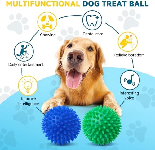 SHARLOVY 4.5'' Squeaky Dog Toy Balls for Large Breeds,Durable Spiky Ball