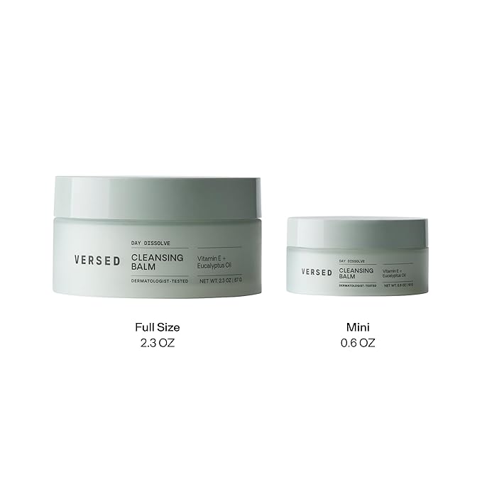 Versed Day Dissolve Cleansing Balm - Makeup Melting Balm Infused with Vitamin E + Eucalyptus Oil to Calm Skin - Oil Based Double Cleanser with Avocado + Jojoba (2.3 oz)
