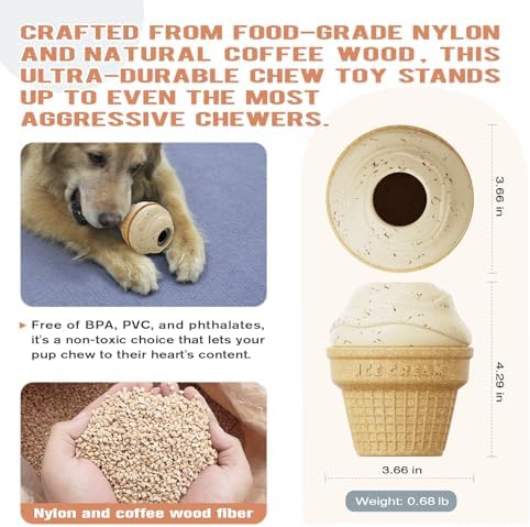 Frozen Treat Dog Toy, Ice Cream Cone Slow Feeder, for All Breeds