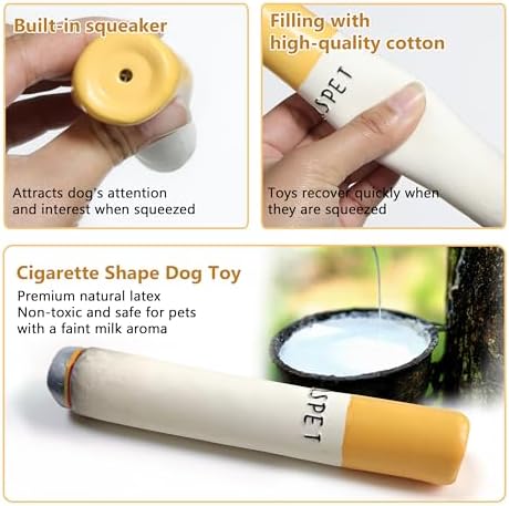 Cigarettes Cigar Squeaky Dog Toys, Latex Interactive Funny Weed Cigar Imitation Dog Chew Toys for Teething Puppy,Small and Medium Breeds