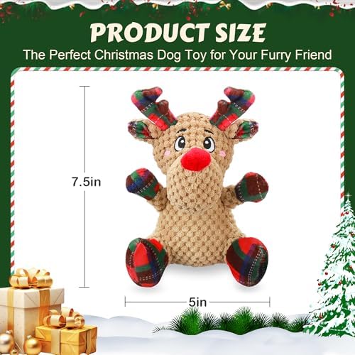 Newget Christmas Squeaky Dog Toys, Plush Dog Chew Toys with Crinkle Paper
