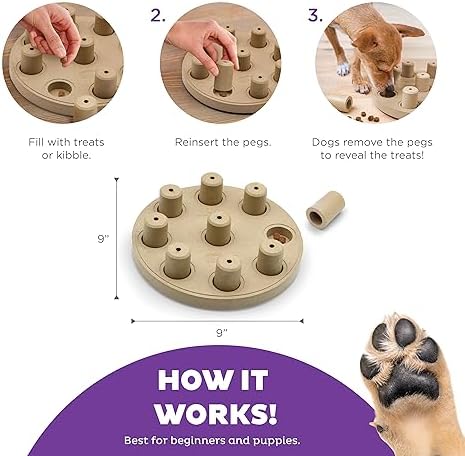 Outward Hound by Nina Ottosson Dog Smart Treat Puzzle Enrichment Toy, Level 1 Beginner, Tan, Composite