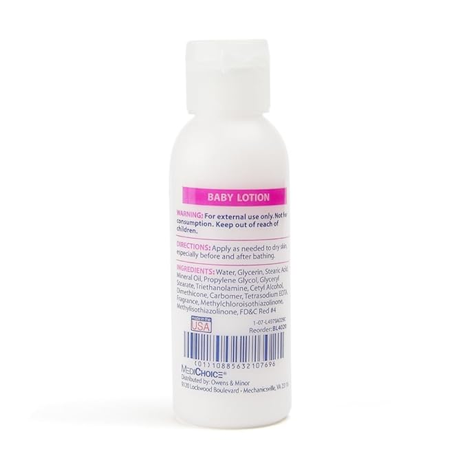 MediChoice Baby Lotion Hypoallergenic and Moisturizing Formula for Sensitive Skin Fresh Scent Flip Top Bottle pH-balanced for Gentle Hydration 2 oz. BL4020 Case 144