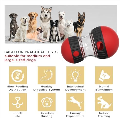 Interactive Dog Puzzle Toy - Mental Stimulation Rolling Treat Dispenser Ball & Slow Feeder Bowl Combo Set | Keeps Your Beloved Dog Focused & Busy | Extra Large Adjustable Treat Dispenser