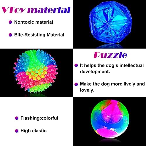 Sumind 3 Pcs Light Dog Ball Glow in The Dark Dog Ball LED Glowing Interactive Squeaky Spiky Interactive Toy Bounce Activated Pet Toy for Puppies
