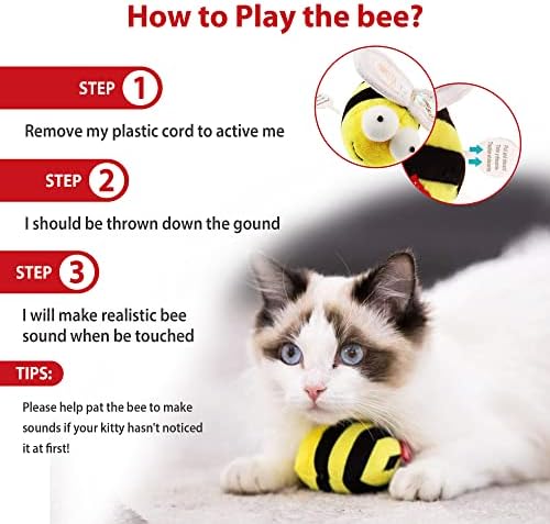 Gigwi Chirpy Bee Sound Toy for Cats, Interactive Squeaking Cat Toys Melody Chaser Play and Squeak Kitten Toy for Boredom