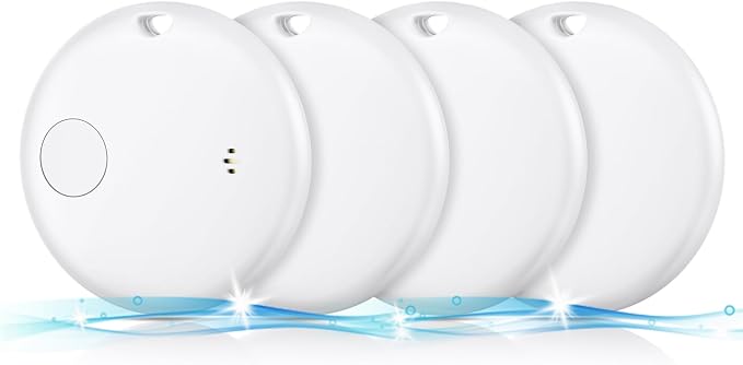 Air Tracker Tags-4 Pack, Smart Bluetooth Tracker Works with Apple Find My (iOS Only), Item Finder Key Finder with Replaceable Battery, Tracker Tag Locator for Keys, Luggage, FireWire Port Card (White)