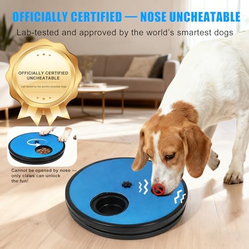 Dog Nail Scratch Board with Treat Box — Lockable Spinner Stops Nose-Cheating | Dog Scratch Board & Nail File for Small Medium Dogs Under 40 lbs, Adjustable Tension, Enrichment Treat Dispenser Toy