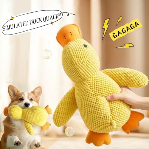 TRAVEYO Calming Duck Dog Toy for Large Dogs, 18 Inch Large Size, 2026 New Plush Dog Toy, Premium Soft Stuffing with Quacking Sound（L）