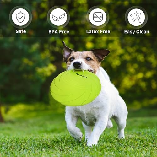 PrimePets Dog Flying Disc, 2 Pack, 7 Inch, Durable Dog Toys, Natural Rubber Floating Flying Saucer for Water Pool Beach, Orange and Green