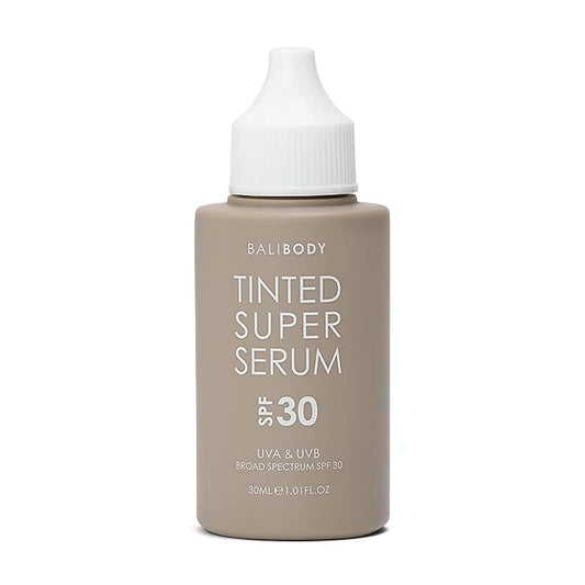 Bali Body Tinted Super Serum SPF30 | Tan Shade Daily Skincare for All Skin Types | Hyaluronic Acid Infused Skin Perfector for Glowing Skin | Vegan, Cruelty Free, Australian Made (30ml/1.01fl oz)