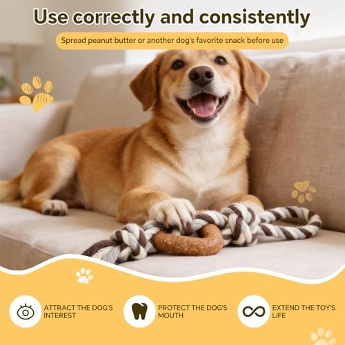 Dog Chew Toys for Aggressive Chewers – Puppies & Adults, Multiple Textures & Rope, ndestructible Tough Durable Interactive Dog Toys, Brown Triangle