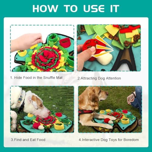 AWOOF Snuffle Mat for Dogs,19" x 19" Interactive Dog Puzzle Toys Encourages Natural Foraging Skills,Durable Dog Feeding Mat for Boredom and Mental Stimulation for Large, Medium and Small Dogs