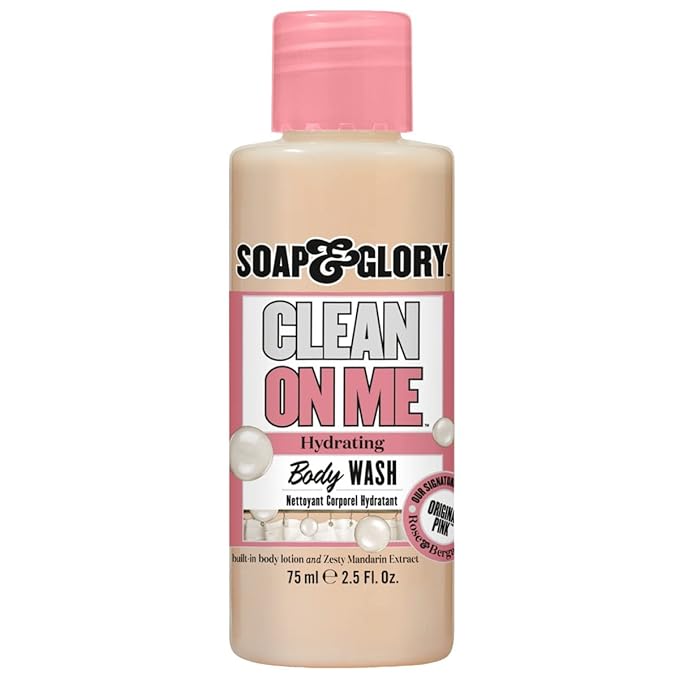 Soap & Glory Original Pink Clean On Me Body Wash - Rich, Creamy Shower Soap with Built-In Body Lotion for Maximum Hydration - Bergamot & Rose Scented Moisturizing Body Wash (75ml)