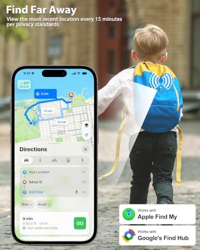 GPS Tracker for Kids 4-Pack, Anti-Removal Pin, No Monthly Fee | Compatible with Apple & Android,Magnetic Unlocker Included,Hidden Tracker for Backpacks,Luggage,Kids, Elderly,Pets