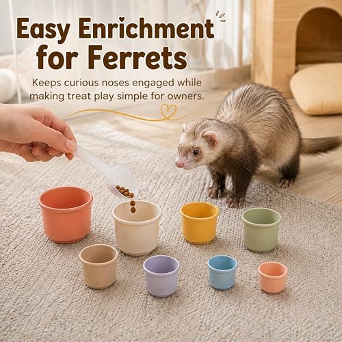Ferret Enrichment Interactive Foraging Treat Cups, 8pcs Stacking Set
