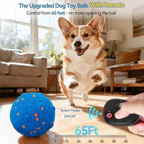 Newget Interactive Dog Toy Ball, Remote Control with 3 Play Modes Blue