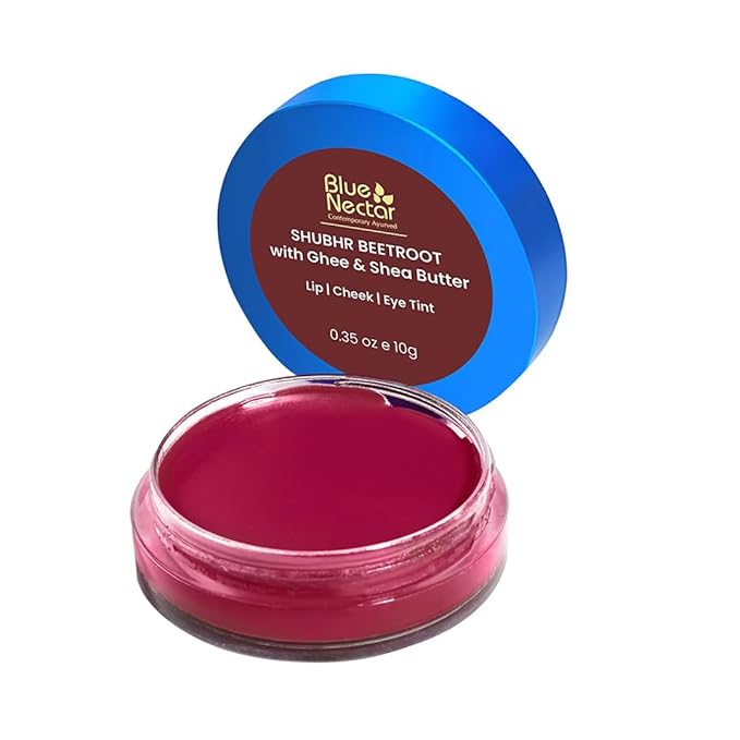 Blue Nectar Lip Tint Balm for Tinted Lips | Natural Beetroot Lip Balm Moisturizer for Dry Skin with Organic Ghee & Shea Butter | Long Lasting Hydrating Lip Tint (0.35 Oz)