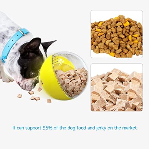 Dog Treat Ball, Dog Food Puzzle Slow Feeder Interactive Squeaky Mental Stimulation Toys, Cat Treat Dispenser Puzzle Toys Active Rolling Balls for Medium/Large Dog Breeds