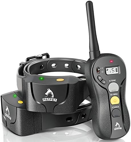 PATPET 2 Dogs Training Collar with Remote - IPX7 Waterproof Shock Collar for 2 Dogs with 3 Modes (Beep/Vibration/16 Levels Static), 3000FT Rechargeable E Collar for Medium Large Dogs (10-140 lbs)