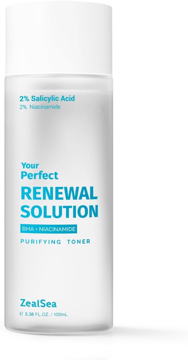 Salicylic Acid Toner, Blackhead Remover, BHA Liquid Exfoliant (CICA, 3.38OZ, Travel Size), ZealSea Pore Minimizer for Face, Gentle Alcohol Free BHA Toner for All Skin with Niacinamide, Redness Relief