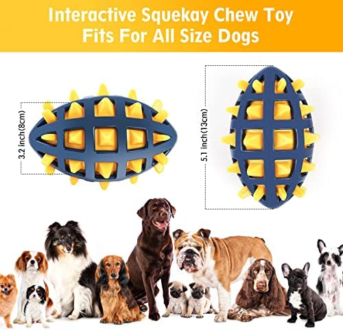 Dog Toy Ball, Dog Spiky Toy Ball with Squeaker, for Floating Chewing Fetching and Interactive Play (Yellow)