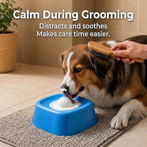 Dog Lick Bowl with Rolling Ball for Soft Treats, Interactive Slow Feeder