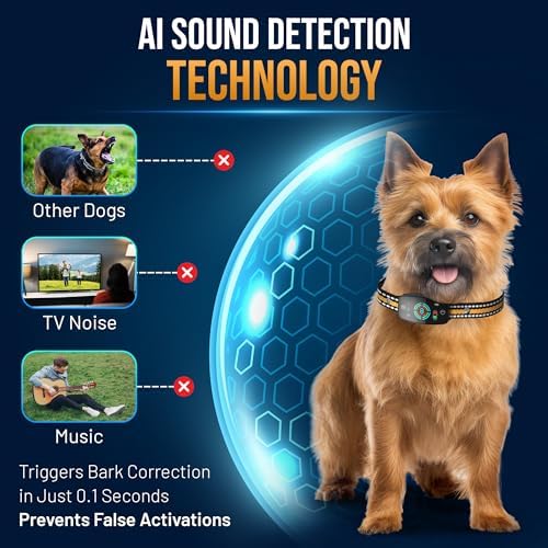 Barez Smart Bark Collar for Small, Medium & Large Dogs - Rechargeable Anti Barking Device with AI Detection, Beep, Vibration, Safe Shock, Waterproof, On Screen Safety Lock
