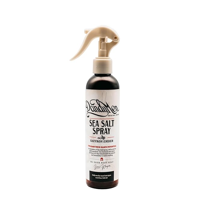 DandyMen Sea Salt Spray – Lightweight Texture, Volume, and Flexible Hold with Epsom Salt & Pro-Vitamin B5 (8.45 oz, Saffron Ember)