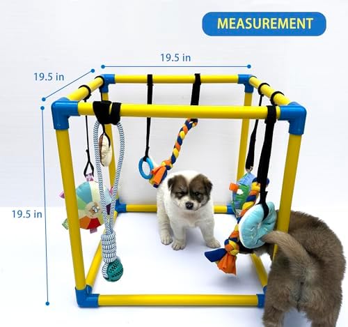 Puppy Play Gym with 8 Hanging Toys, Small Dogs Indoor Enrichment Jungle Gym