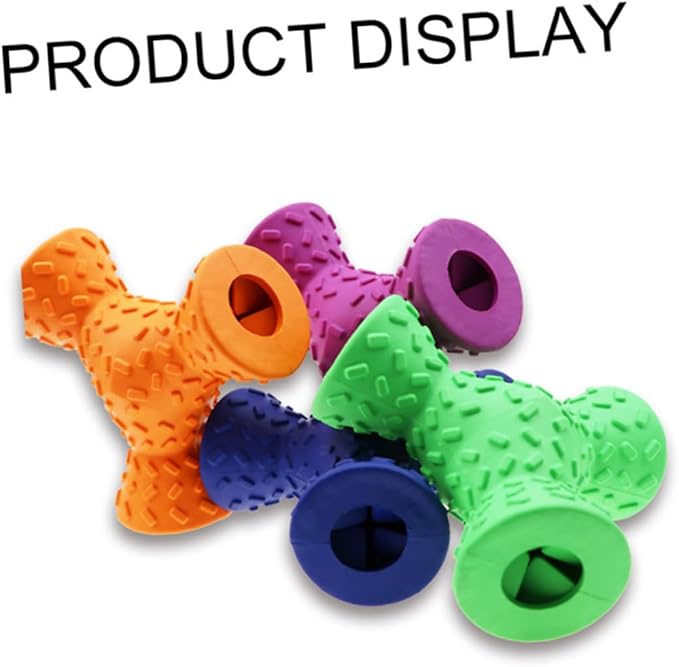 FOMIYES 3 Hole Dog Chew Toy for Tooth Cleaning, Rubber, Green