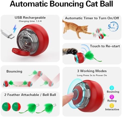 Sofolor Interactive Cat Toy, Exercise Cat Toys for Indoor Bored Adult Cats