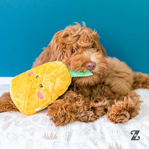 ZippyPaws NomNomz Dog Squeaky Toys to Keep Them Busy - Pineapple