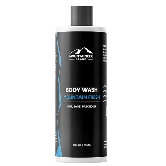 Mountaineer Brand Body Wash for Men | 100% Natural Body Shampoo | Thick Cleaning Softening Hydrate Lather for Hair and Skin |12oz (Mountain Fresh)