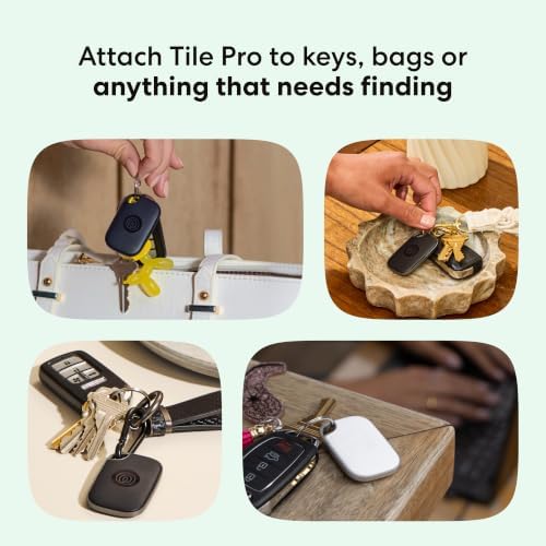 Life360 Tile Pro - Powerful Bluetooth Tracker, Key Finder and Item Locator for Keys Bags, and More. Both iOS and Android Compatible. Phone Finder. 2-Pack (Black/White)