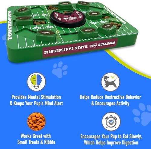 Pets First NCAA Mississippi State Large Puzzle Toy, New Size, Interactive Dog Treat & Slow Feeding Toy