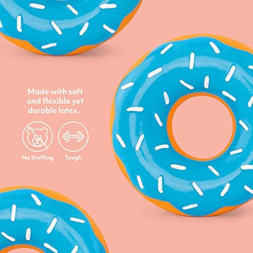 ZippyPaws Latex Donutz, Durable Dog Toy for Interactive Play, No Stuffing - Blueberry