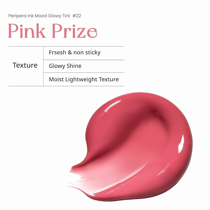 Peripera Ink Mood Glowy Tint | Lip-Plumping, Naturally Moisturizing, Lightweight, Glow-Boosting, Long-Lasting, Comfortable, Non-Sticky, No White Film (022 PINK PRIZE (LUCKY LOTTERY))